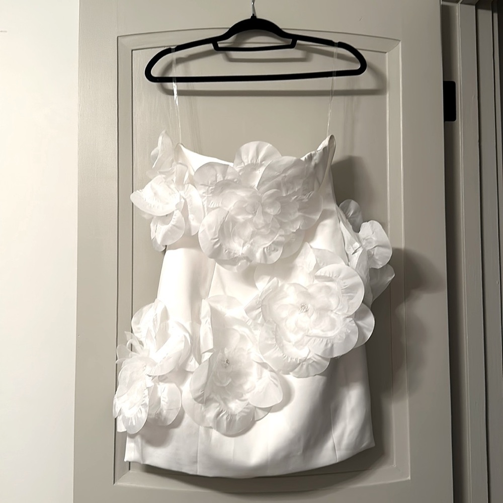 Fashion Nova White Floral Appliqué Mini Dress